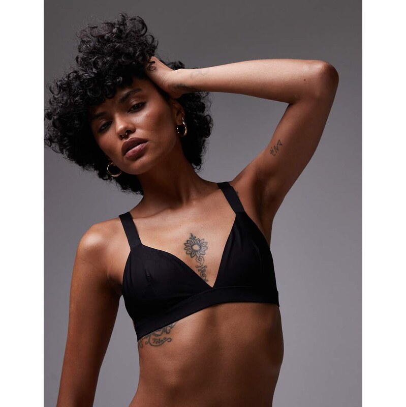 ARKET mix and match microfibre soft triangle bra in black 105795578