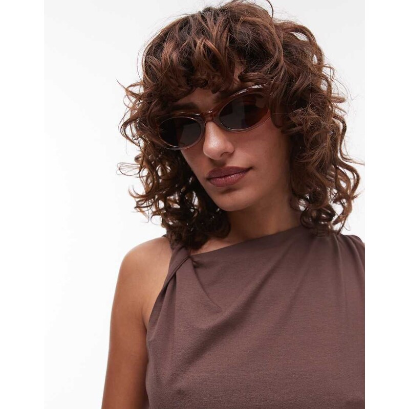 Mango slim oval sunglasses in pink 105795603