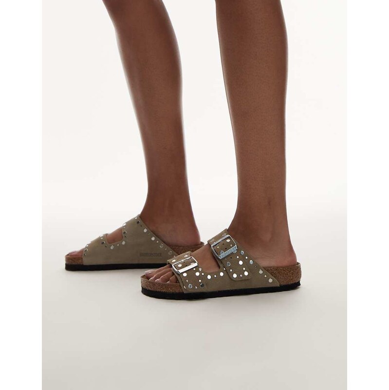Birkenstock Arizona rivet suede sandal in taupe-Neutral