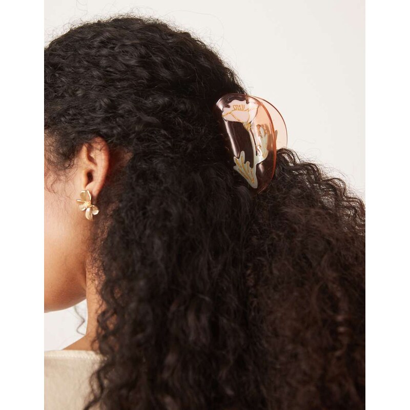 ASOS DESIGN hair claw clip with tulip design in orange 105838705