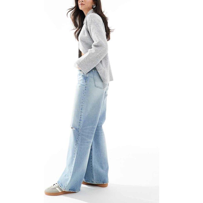 Calvin Klein Jeans wide leg ripped jeans in light blue tint