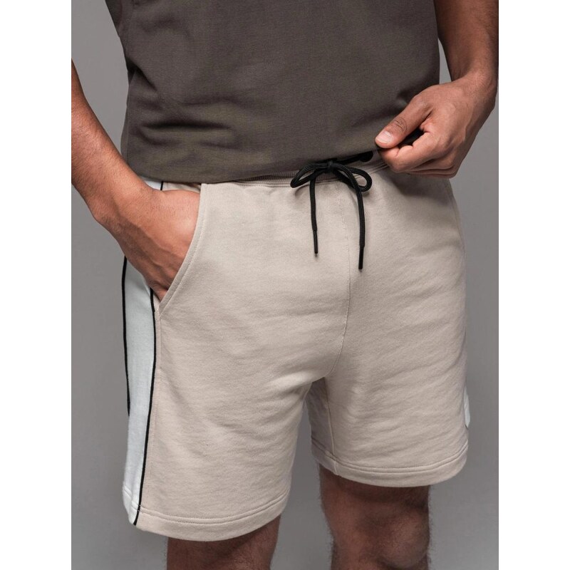 Ombre Clothing Nadčasové béžové pánské šortky V2 SRSK-0182