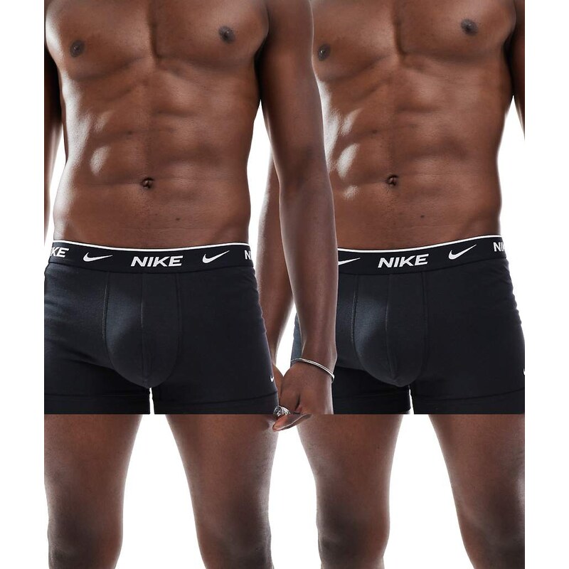 Nike Essential Cotton Stretch 2 pack boxer briefs in black