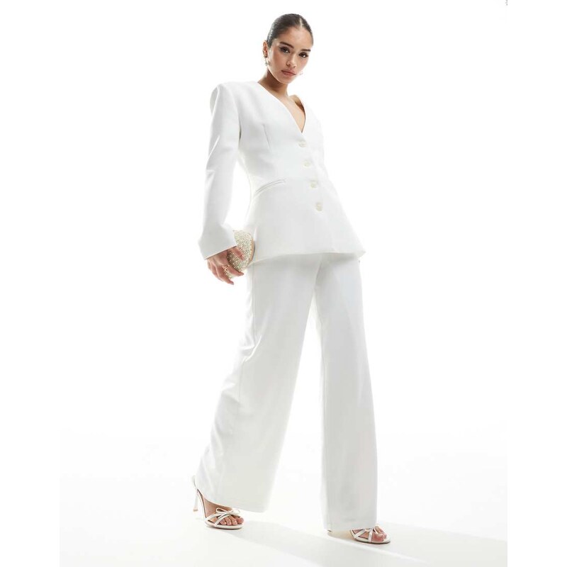 Six Stories Bridal wide leg tailored trousers co-ord in ivory-White 105809856