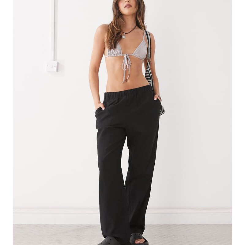 Monki linen trousers in black exclusive to ASOS 105809904