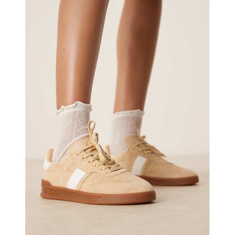 Polo Ralph Lauren Heritage Aera trainer in beige with gum sole-Neutral 105809922