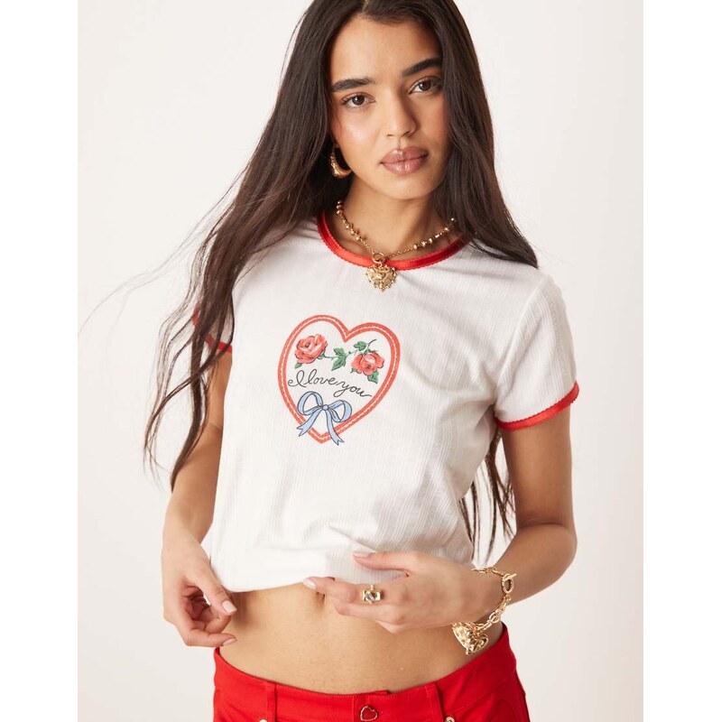 For Love And Lemons For Love & Lemons I love you heart baby tee in 105898637