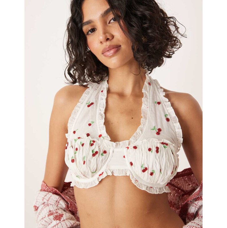 For Love And Lemons For Love & Lemons Beaded cherry bralette co-ord in 105814158