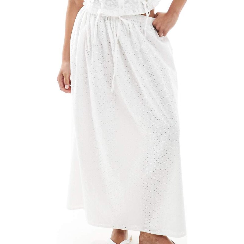 Miss Selfridge Petite broderie maxi skirt in white 105814186