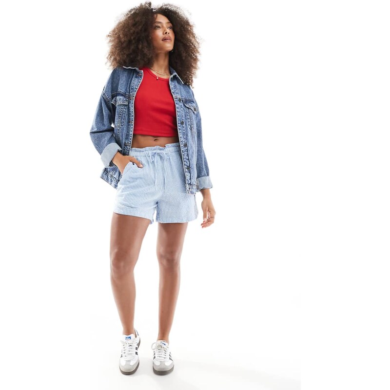 JJXX seersucker shorts in blue stripe 106050803