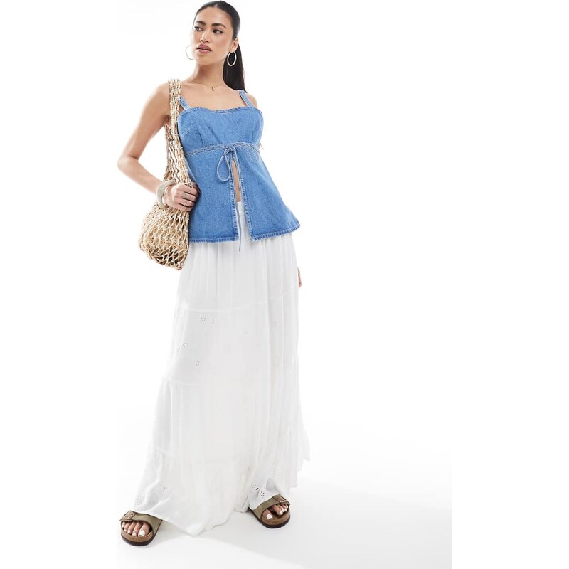 ONLY textured maxi skirt in white