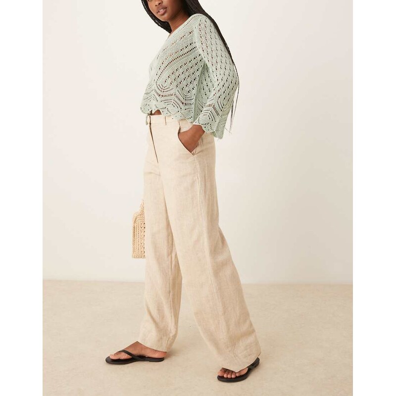 Abercrombie & Fitch curve love linen high rise tailored trousers