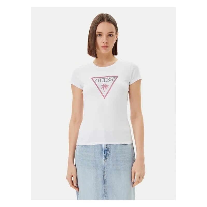 Guess Triangle Rhinestones SS Tee WHITE