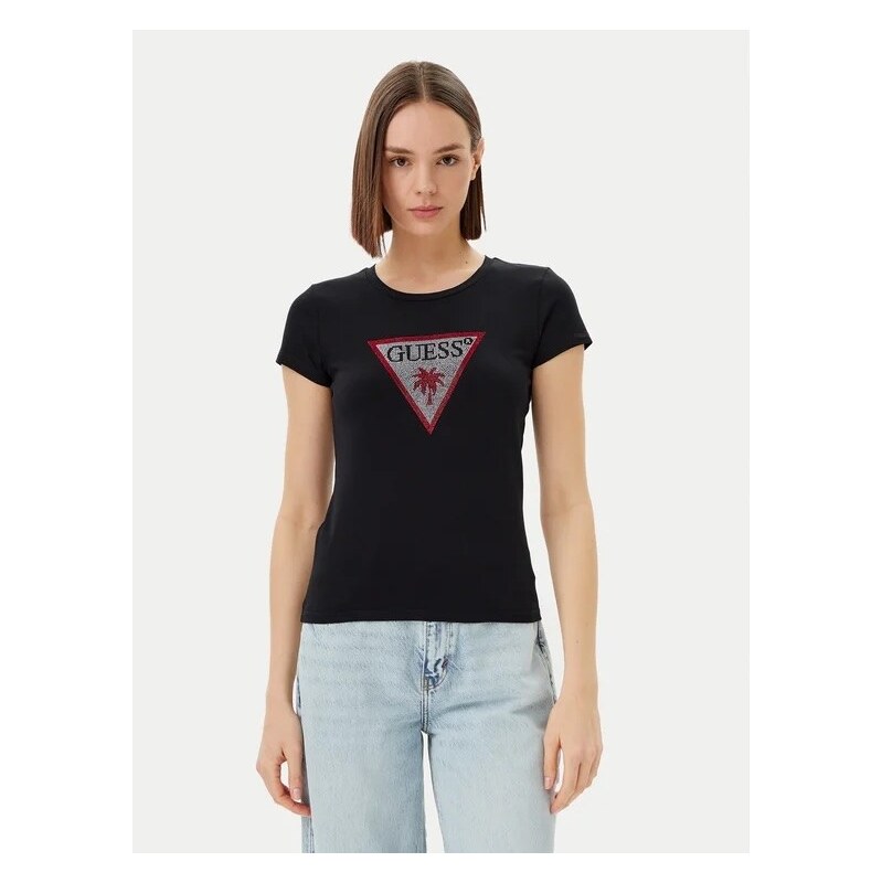 Guess Triangle Rhinestones SS Tee BLACK