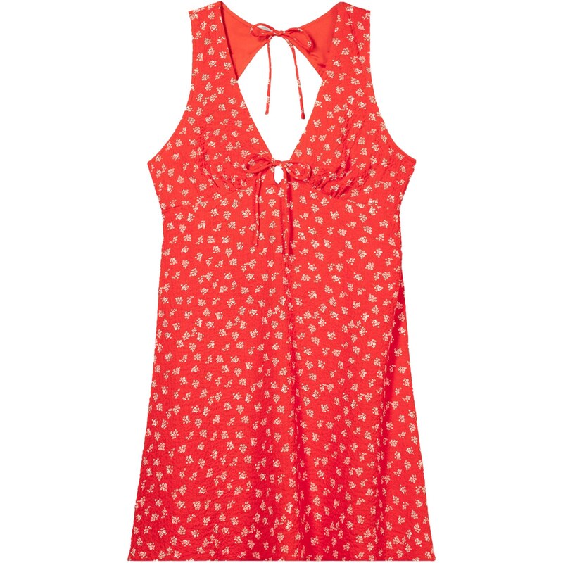Bershka Šaty jasně červená / bílá