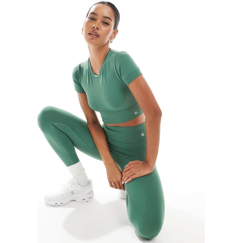 4th & Reckless seamless sculpting active cropped t-shirt co-ord in 105819625