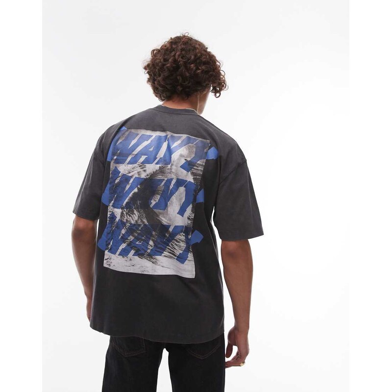 Allsaints wavy t-shirt in washed black