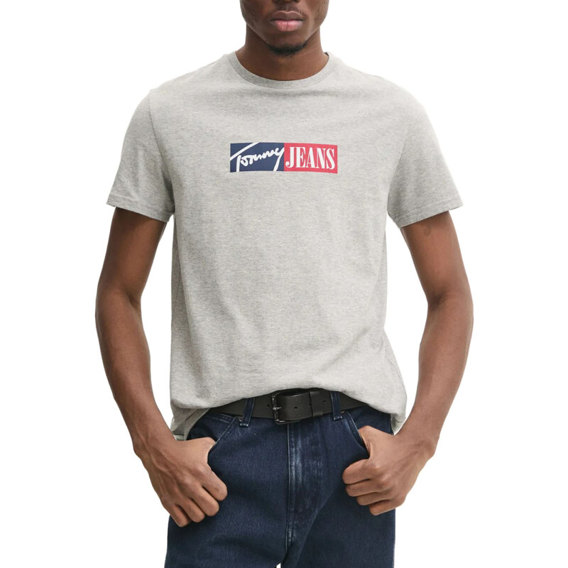 Tommy Jeans pánské šedé tričko