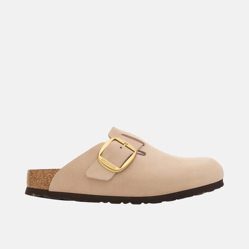 Birkenstock Béžové Regular Nazouváky Boston Big Buckle Nubuk