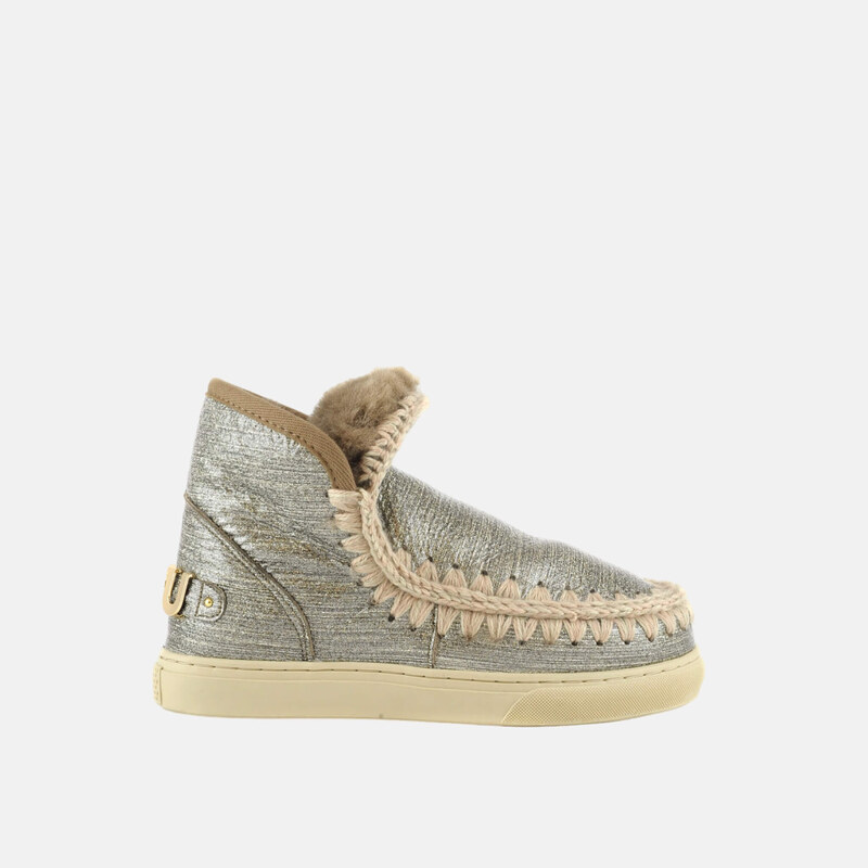 Dámské stříbrné válenky s logem Mou Eskimo Sneaker big metallic logo 105826562