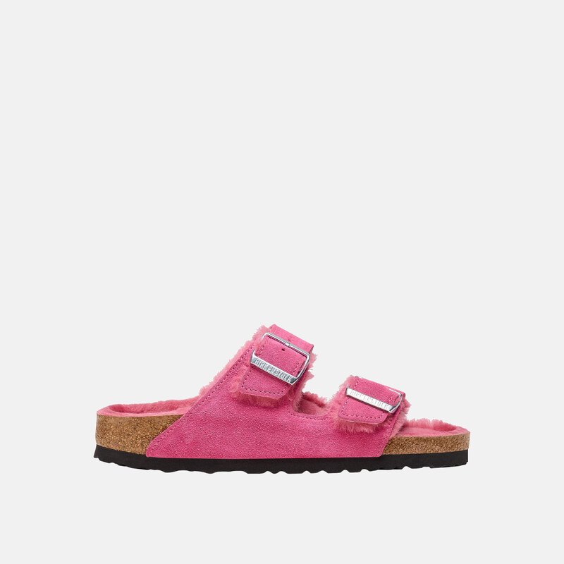 Birkenstock Růžové Regular pantofle Arizona Suede Shearling