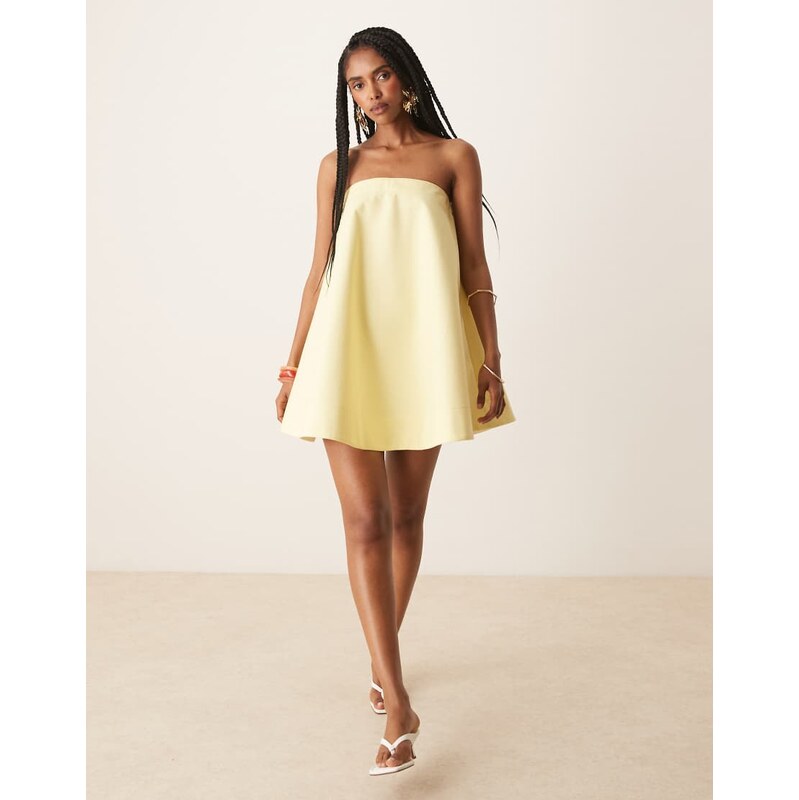 ASOS DESIGN lantern mini sundress in lemon-Yellow