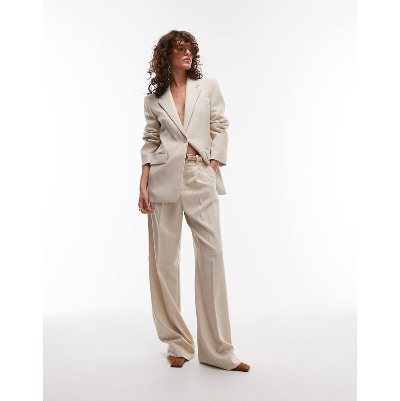 Mango linen look classic straight leg trouser co-ord 6 in pale pink 105829207