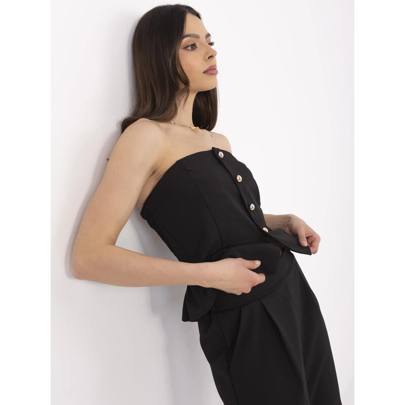 ITALY MODA Černý dámský komplet s topem bez rukávů -black Černá