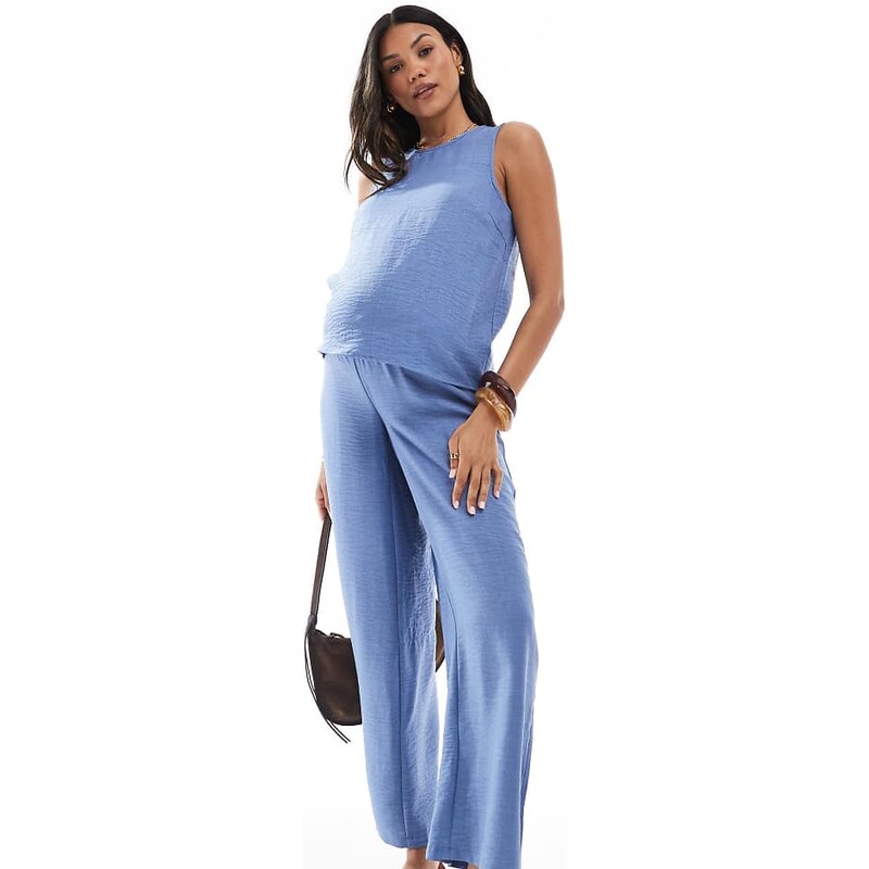 Mama.licious Mamalicious crinkle textured wide leg trouser co-ord in 105830622