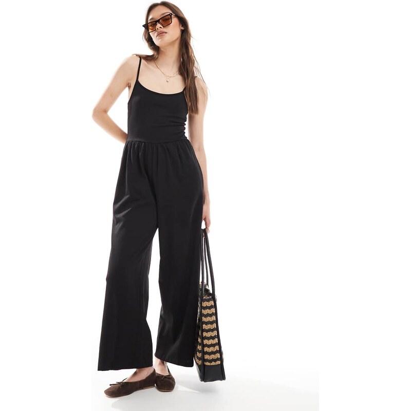 ASOS DESIGN cami wide leg jumpsuit with pockets in black 113261641