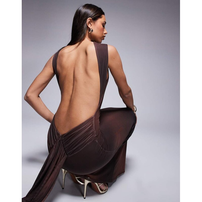 ASOS DESIGN sleeveless with open back and drape detail maxi