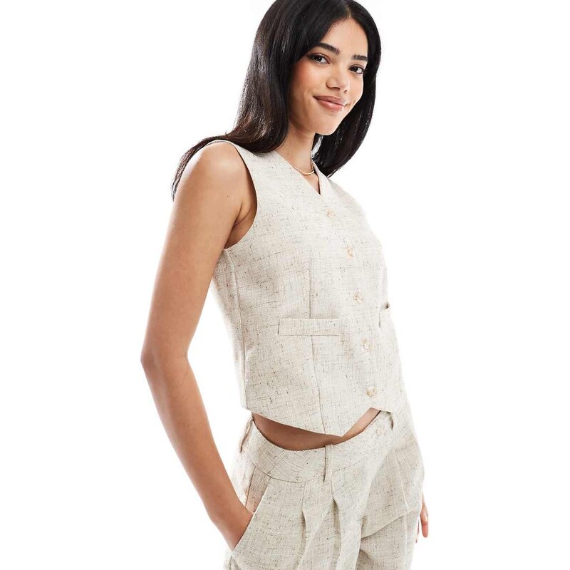 Vero Moda tailored waistcoat co-ord in oatmeal-Neutral