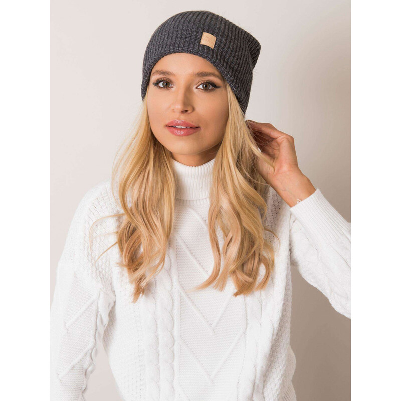 BASIC Dámská šedá čepice s bambulí JK-CZ-15.70-grey