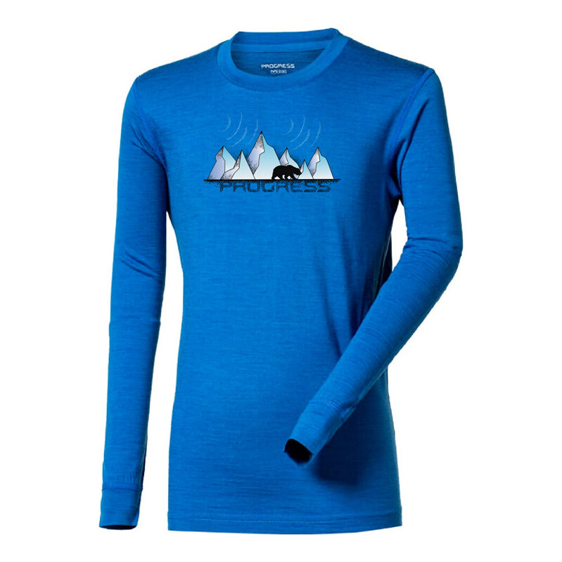 Dětské merino triko PROGRESS Stig Iceland modrý melír