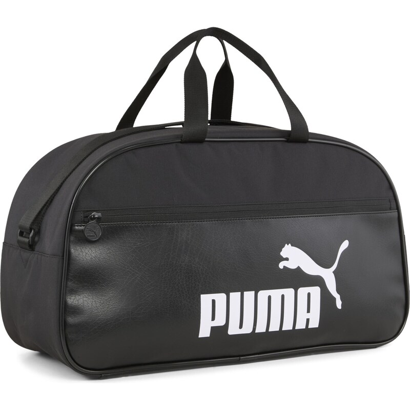 PUMA Sportovní taška Campus černá / bílá