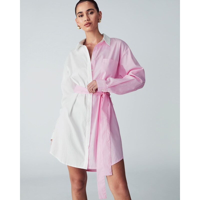 St MRLO Košilové šaty Neue pink / bílá 106696989