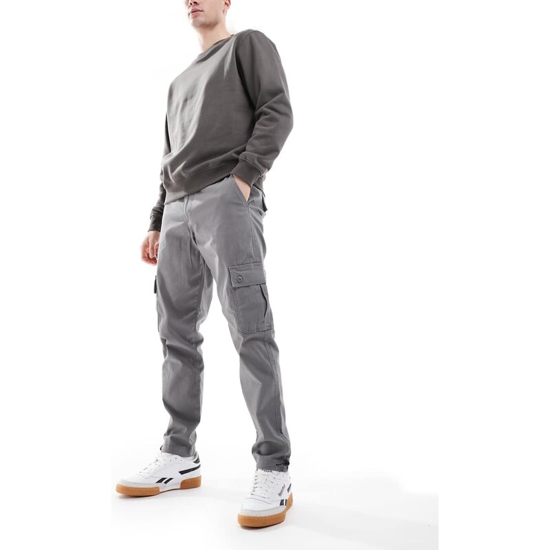ASOS DESIGN tapered cargo trouser in grey