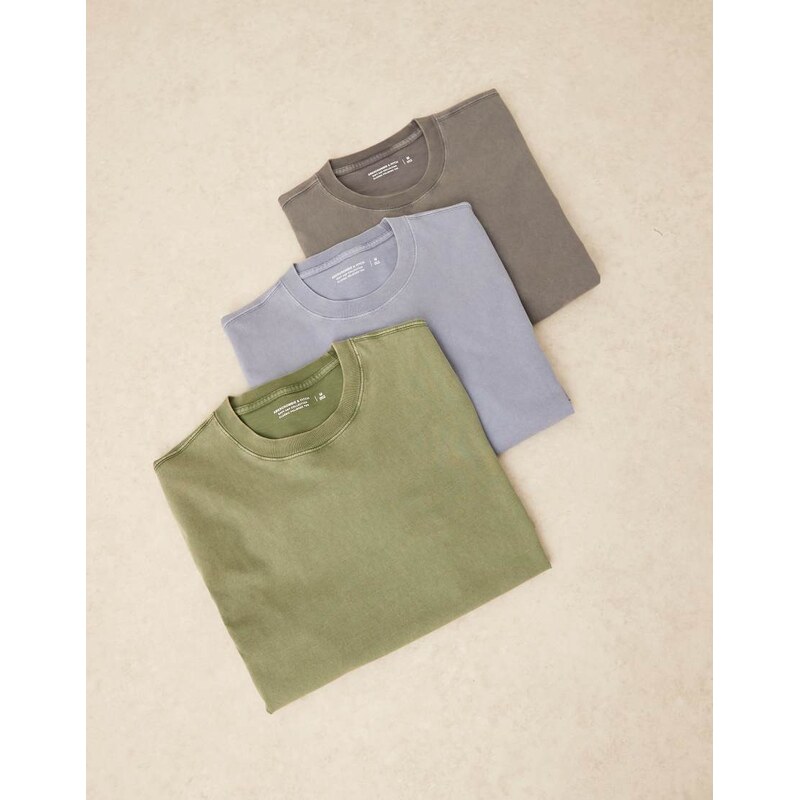 Abercrombie & Fitch 3 pack essential t-shirt pack in blue multi 105833840