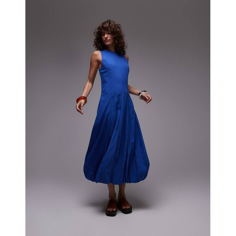 Mango drape hem midi dress in blue 105833931