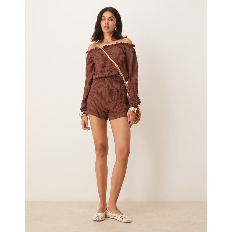 ASOS DESIGN textured boxer short with shirring waistband co ord in 105836538