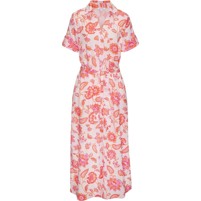 LASCANA Košilové šaty oranžová / pink / pastelově růžová