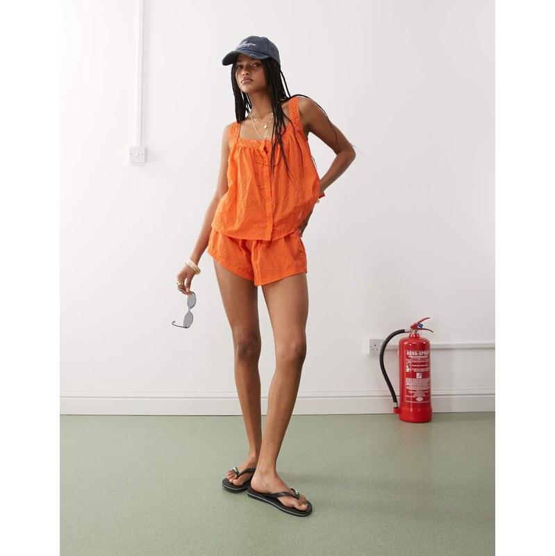 COLLUSION crotchet woven beach short in orange - ORANGE 113260341