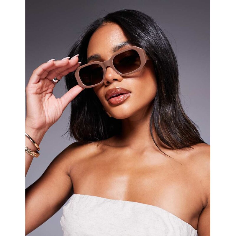 Quay Australia Quay hyped up rectangular sunglasses in mocha brown 106051103
