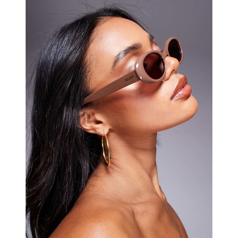 Quay Australia Quay felt cute oval sunglasses in brown 106058455