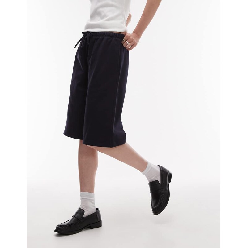 ARKET drawstring jersey bermuda shorts in dark blue-Navy 105882474