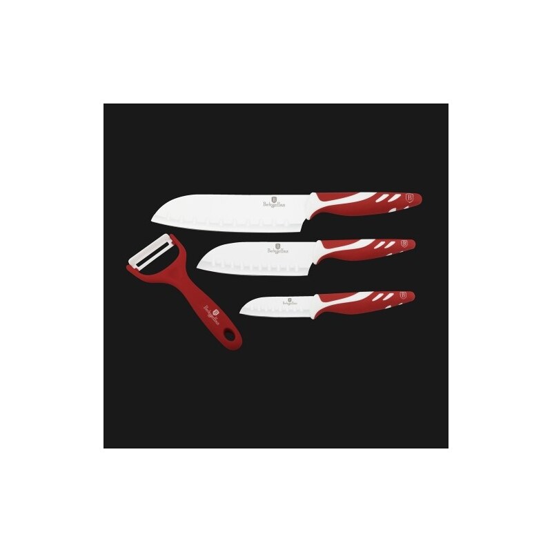 Sada nožů santoku se škrabkou 4 ks Bianco nerez /červená BERLINGERHAUS BH-2025