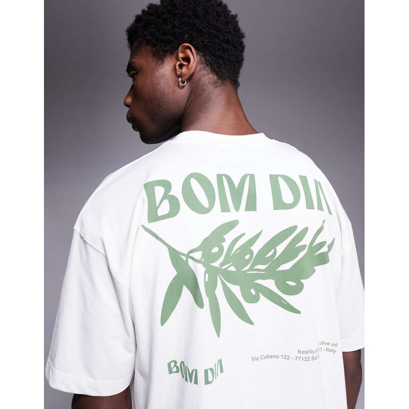 ASOS DESIGN oversized t-shirt with summer graphic in off white