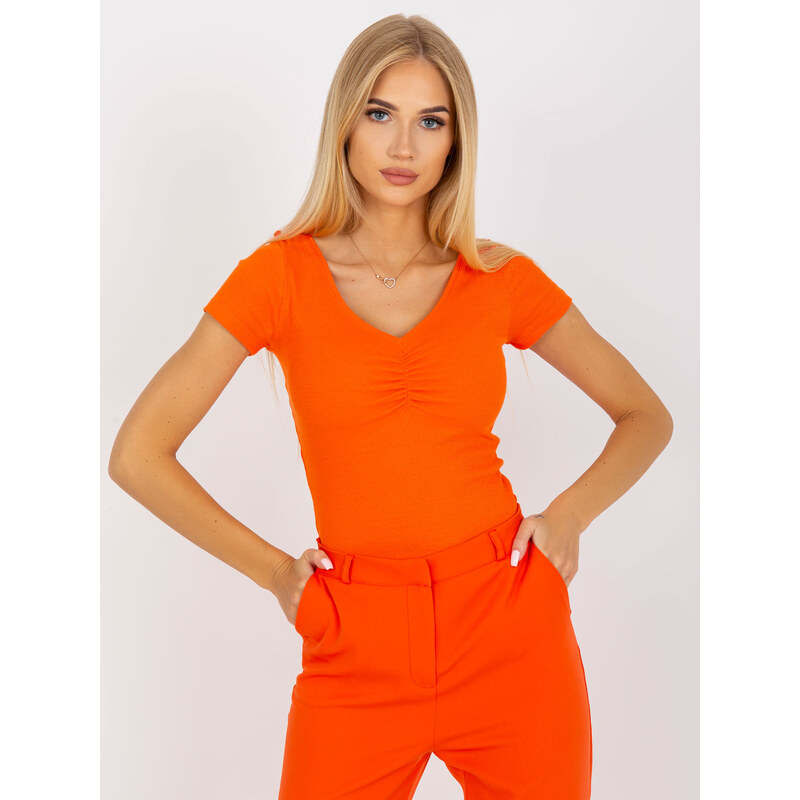 BASIC Oranžové tričko s krajkovými zády --orange Oranžová