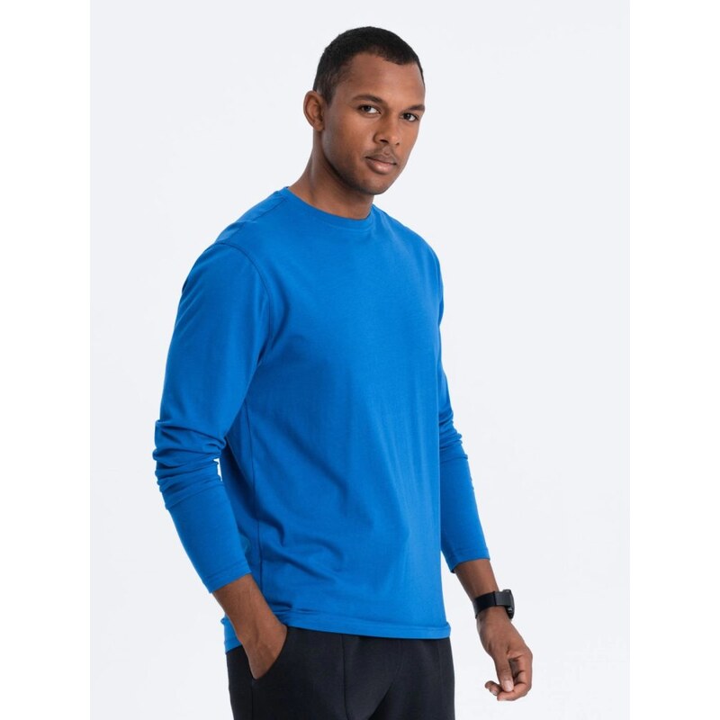 Ombre Clothing Jednoduché bavlněné tričko s dlouhým rukávem v