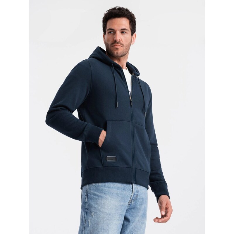 Ombre Clothing Pánská bavlněná mikina tmavě modrá v1 om-ssbz